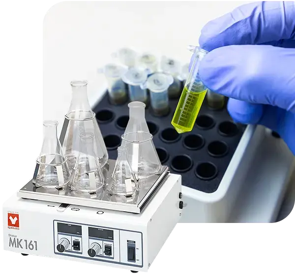 Yamato lab shaker with sample vials